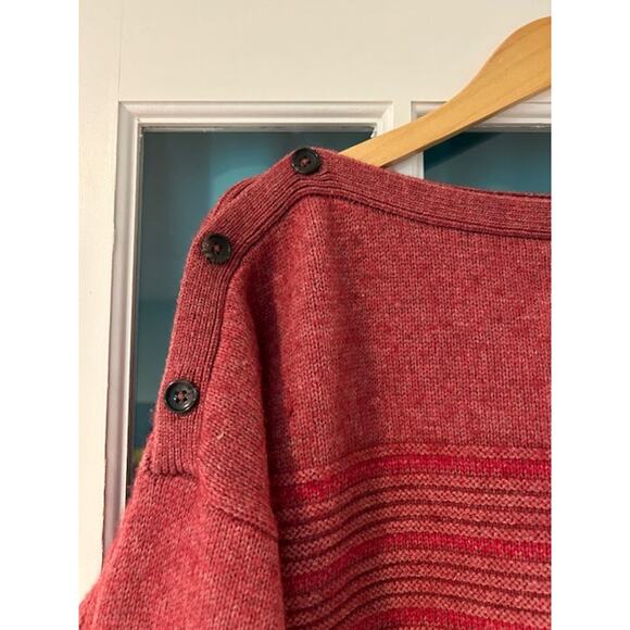 PRANA Phono Mauve Boxy Cropped Solid Striped Sweater Boat neck Wool MEDIUM - Picture 9 of 12